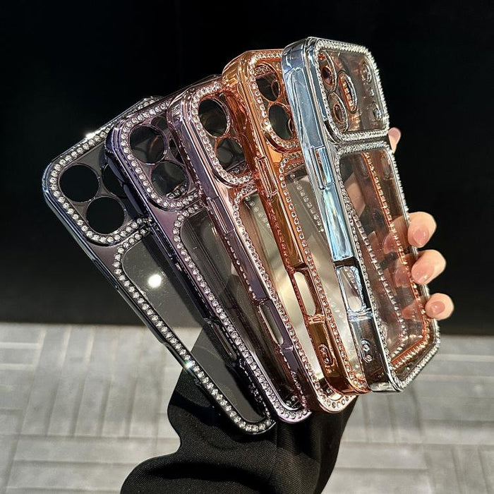 Funda para teléfono híbrida de PC y TPU con diamantes de imitación y galvanoplastia, For iPhone 17 Pro Max, For iPhone 17 Pro