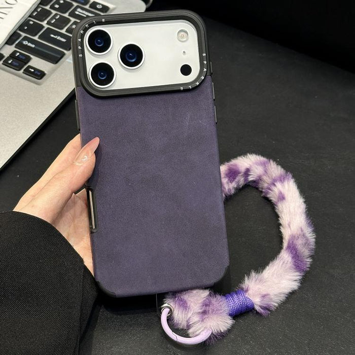 Funda para teléfono de TPU de tela de gamuza sintética con cuerda de peluche de conejo serigrafiada, For iPhone 17 Pro Max, For iPhone 17 Pro, For iPhone 17, For iPhone 16 Pro Max, For iPhone 16 Pro, For iPhone 16, For iPhone 15 Pro Max, For iPhone 15 ...