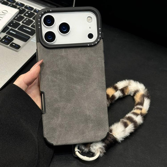 Funda para teléfono de TPU de tela de gamuza sintética con cuerda de peluche de conejo serigrafiada, For iPhone 17 Pro Max, For iPhone 17 Pro, For iPhone 17, For iPhone 16 Pro Max, For iPhone 16 Pro, For iPhone 16, For iPhone 15 Pro Max, For iPhone 15 ...