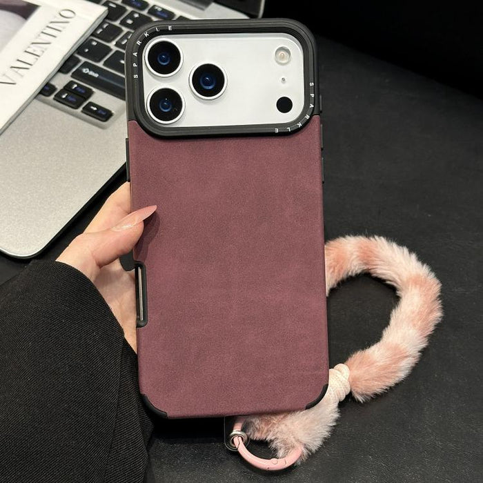 Funda para teléfono de TPU de tela de gamuza sintética con cuerda de peluche de conejo serigrafiada, For iPhone 17 Pro Max, For iPhone 17 Pro, For iPhone 17, For iPhone 16 Pro Max, For iPhone 16 Pro, For iPhone 16, For iPhone 15 Pro Max, For iPhone 15 ...