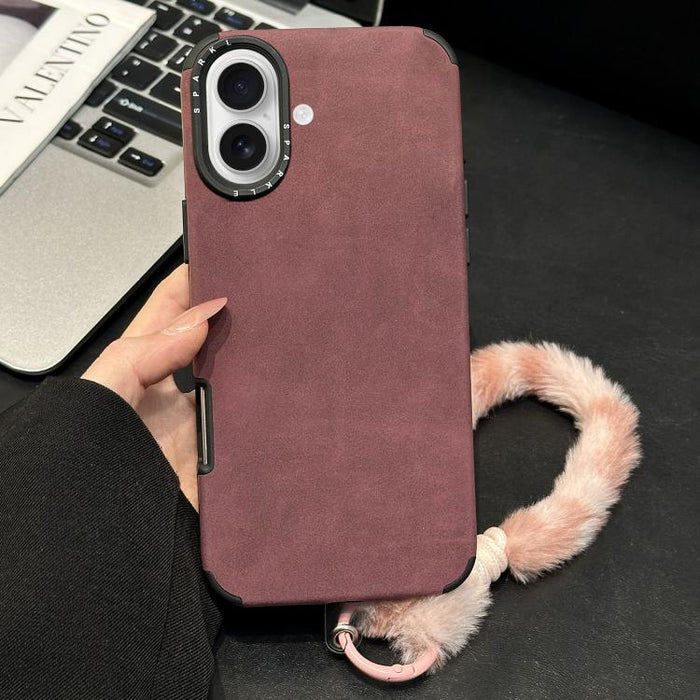 Funda para teléfono de TPU de tela de gamuza sintética con cuerda de peluche de conejo serigrafiada, For iPhone 17 Pro Max, For iPhone 17 Pro, For iPhone 17, For iPhone 16 Pro Max, For iPhone 16 Pro, For iPhone 16, For iPhone 15 Pro Max, For iPhone 15 ...