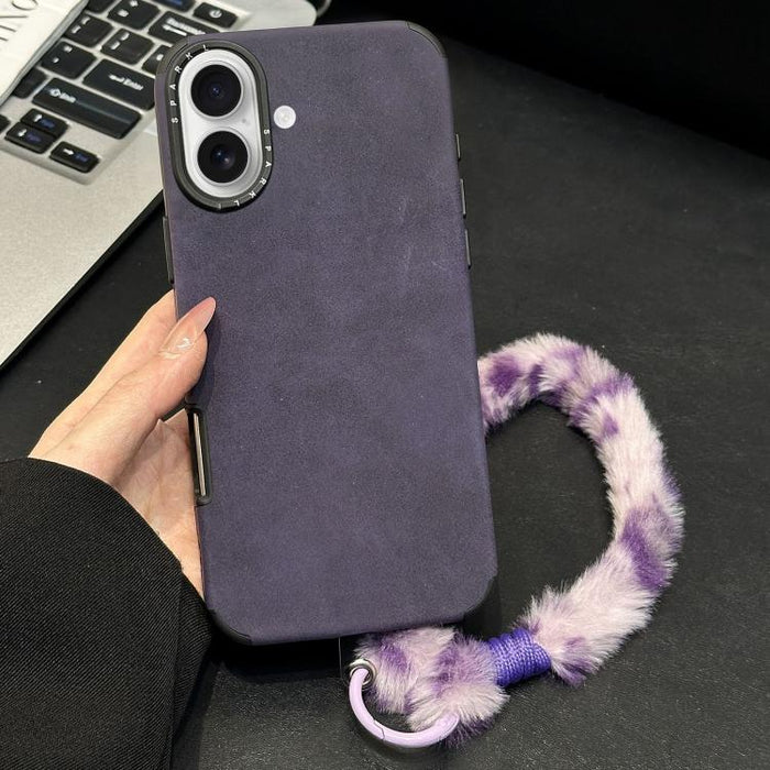Funda para teléfono de TPU de tela de gamuza sintética con cuerda de peluche de conejo serigrafiada, For iPhone 17 Pro Max, For iPhone 17 Pro, For iPhone 17, For iPhone 16 Pro Max, For iPhone 16 Pro, For iPhone 16, For iPhone 15 Pro Max, For iPhone 15 ...