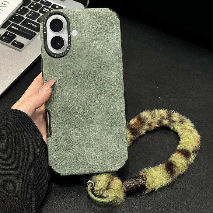 Funda para teléfono de TPU de tela de gamuza sintética con cuerda de peluche de conejo serigrafiada, For iPhone 17 Pro Max, For iPhone 17 Pro, For iPhone 17, For iPhone 16 Pro Max, For iPhone 16 Pro, For iPhone 16, For iPhone 15 Pro Max, For iPhone 15 ...