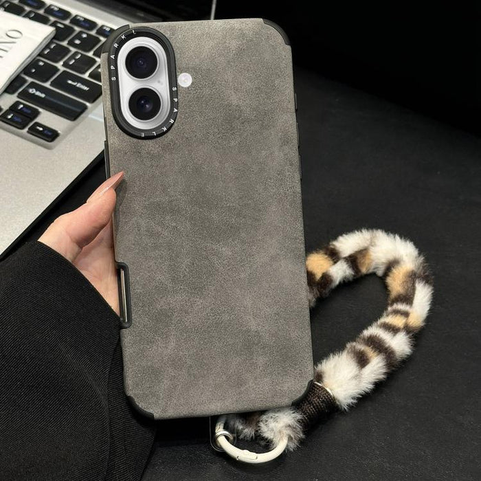 Funda para teléfono de TPU de tela de gamuza sintética con cuerda de peluche de conejo serigrafiada, For iPhone 17 Pro Max, For iPhone 17 Pro, For iPhone 17, For iPhone 16 Pro Max, For iPhone 16 Pro, For iPhone 16, For iPhone 15 Pro Max, For iPhone 15 ...