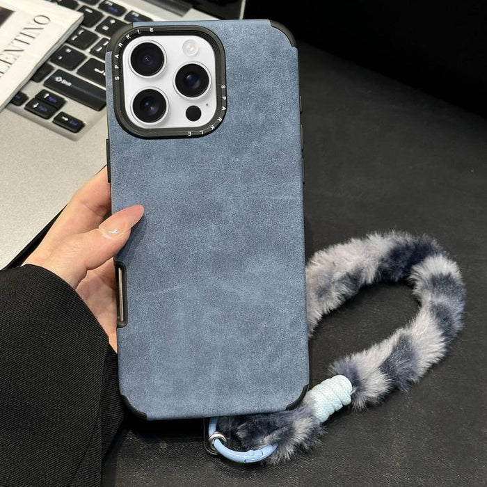 Funda para teléfono de TPU de tela de gamuza sintética con cuerda de peluche de conejo serigrafiada, For iPhone 17 Pro Max, For iPhone 17 Pro, For iPhone 17, For iPhone 16 Pro Max, For iPhone 16 Pro, For iPhone 16, For iPhone 15 Pro Max, For iPhone 15 ...