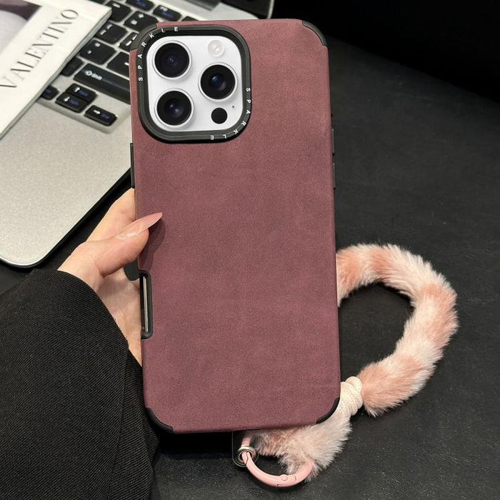 Funda para teléfono de TPU de tela de gamuza sintética con cuerda de peluche de conejo serigrafiada, For iPhone 17 Pro Max, For iPhone 17 Pro, For iPhone 17, For iPhone 16 Pro Max, For iPhone 16 Pro, For iPhone 16, For iPhone 15 Pro Max, For iPhone 15 ...