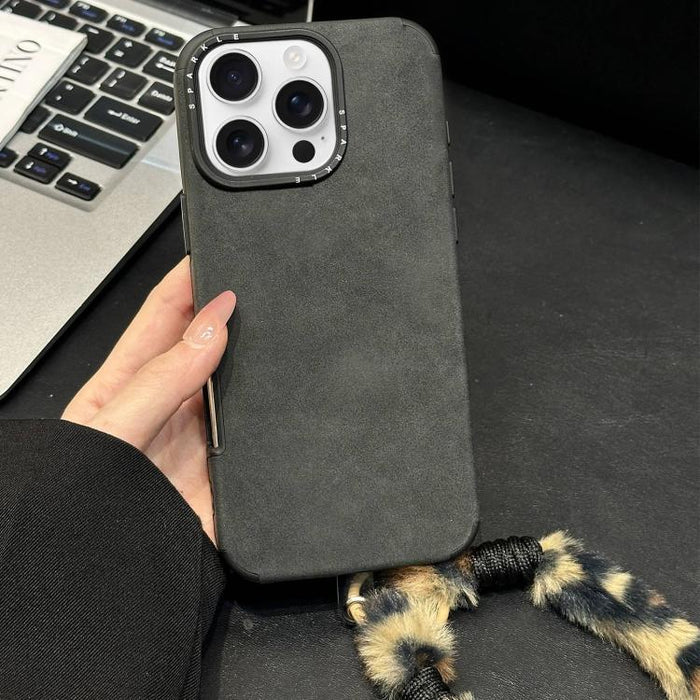 Funda para teléfono de TPU de tela de gamuza sintética con cuerda de peluche de conejo serigrafiada, For iPhone 17 Pro Max, For iPhone 17 Pro, For iPhone 17, For iPhone 16 Pro Max, For iPhone 16 Pro, For iPhone 16, For iPhone 15 Pro Max, For iPhone 15 ...