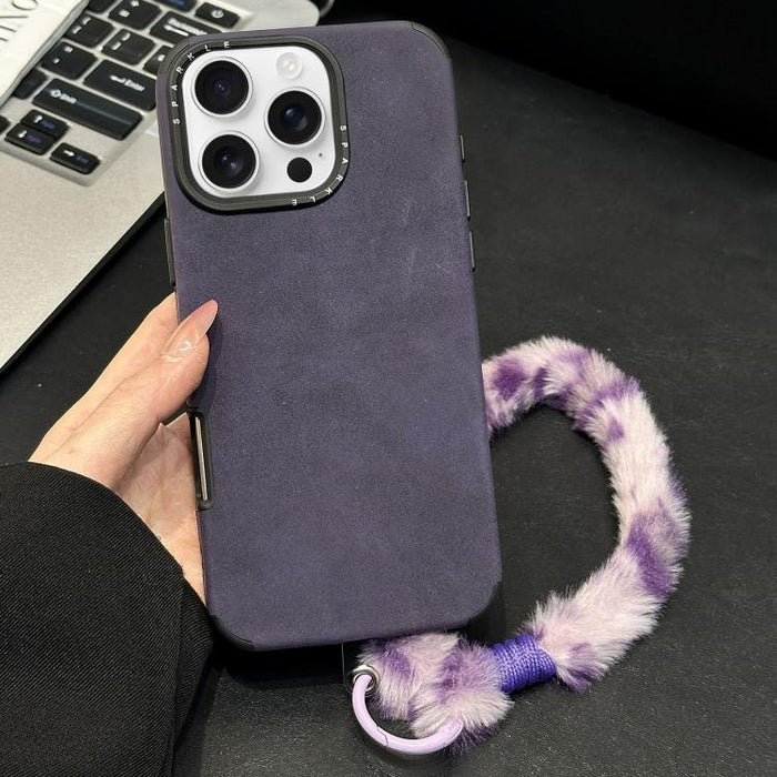 Funda para teléfono de TPU de tela de gamuza sintética con cuerda de peluche de conejo serigrafiada, For iPhone 17 Pro Max, For iPhone 17 Pro, For iPhone 17, For iPhone 16 Pro Max, For iPhone 16 Pro, For iPhone 16, For iPhone 15 Pro Max, For iPhone 15 ...