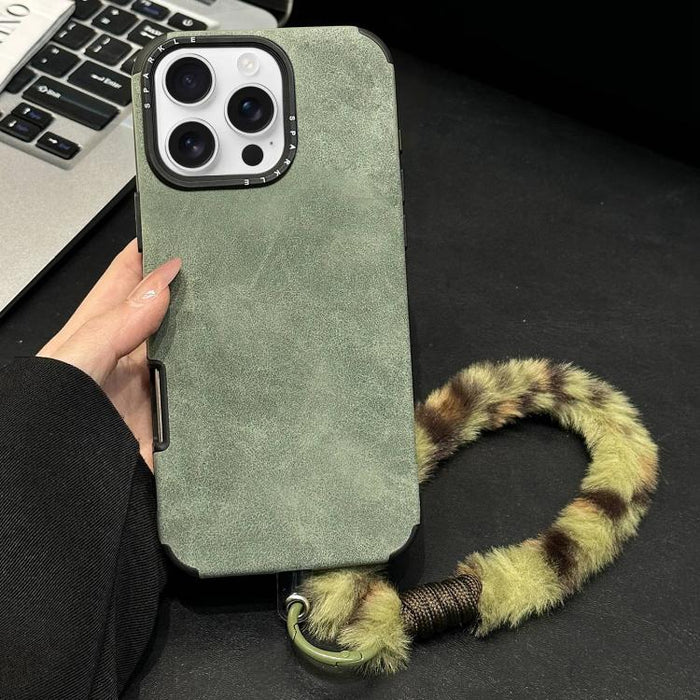 Funda para teléfono de TPU de tela de gamuza sintética con cuerda de peluche de conejo serigrafiada, For iPhone 17 Pro Max, For iPhone 17 Pro, For iPhone 17, For iPhone 16 Pro Max, For iPhone 16 Pro, For iPhone 16, For iPhone 15 Pro Max, For iPhone 15 ...