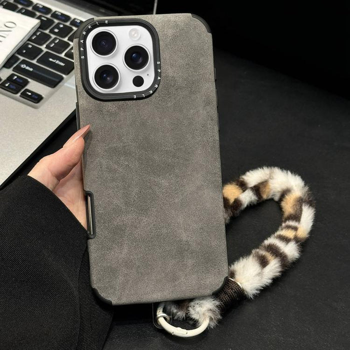 Funda para teléfono de TPU de tela de gamuza sintética con cuerda de peluche de conejo serigrafiada, For iPhone 17 Pro Max, For iPhone 17 Pro, For iPhone 17, For iPhone 16 Pro Max, For iPhone 16 Pro, For iPhone 16, For iPhone 15 Pro Max, For iPhone 15 ...