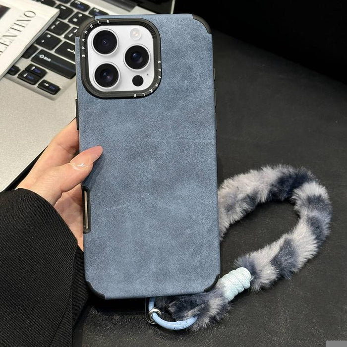 Funda para teléfono de TPU de tela de gamuza sintética con cuerda de peluche de conejo serigrafiada, For iPhone 17 Pro Max, For iPhone 17 Pro, For iPhone 17, For iPhone 16 Pro Max, For iPhone 16 Pro, For iPhone 16, For iPhone 15 Pro Max, For iPhone 15 ...