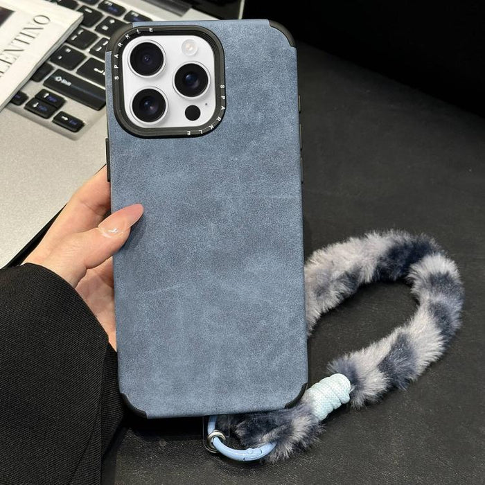 Funda para teléfono de TPU de tela de gamuza sintética con cuerda de peluche de conejo serigrafiada, For iPhone 17 Pro Max, For iPhone 17 Pro, For iPhone 17, For iPhone 16 Pro Max, For iPhone 16 Pro, For iPhone 16, For iPhone 15 Pro Max, For iPhone 15 ...
