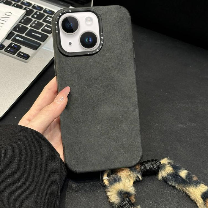 Funda para teléfono de TPU de tela de gamuza sintética con cuerda de peluche de conejo serigrafiada, For iPhone 17 Pro Max, For iPhone 17 Pro, For iPhone 17, For iPhone 16 Pro Max, For iPhone 16 Pro, For iPhone 16, For iPhone 15 Pro Max, For iPhone 15 ...