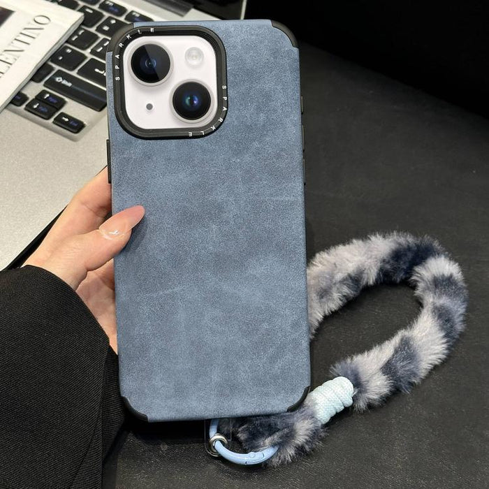 Funda para teléfono de TPU de tela de gamuza sintética con cuerda de peluche de conejo serigrafiada, For iPhone 17 Pro Max, For iPhone 17 Pro, For iPhone 17, For iPhone 16 Pro Max, For iPhone 16 Pro, For iPhone 16, For iPhone 15 Pro Max, For iPhone 15 ...