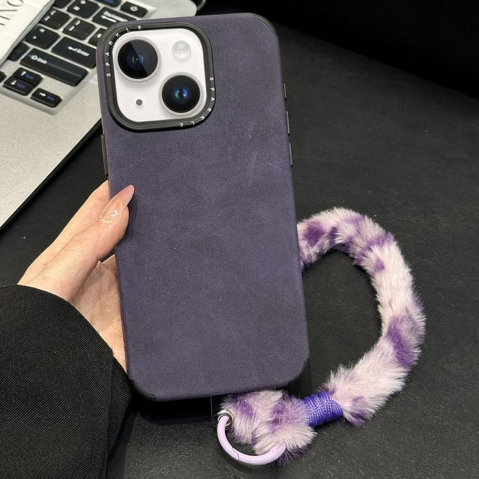 Funda para teléfono de TPU de tela de gamuza sintética con cuerda de peluche de conejo serigrafiada, For iPhone 17 Pro Max, For iPhone 17 Pro, For iPhone 17, For iPhone 16 Pro Max, For iPhone 16 Pro, For iPhone 16, For iPhone 15 Pro Max, For iPhone 15 ...