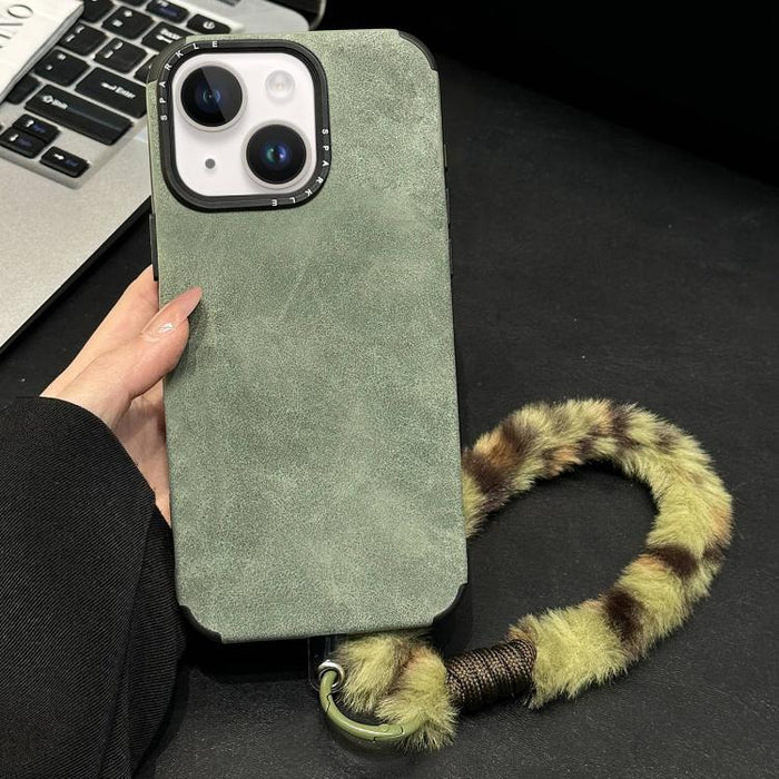 Funda para teléfono de TPU de tela de gamuza sintética con cuerda de peluche de conejo serigrafiada, For iPhone 17 Pro Max, For iPhone 17 Pro, For iPhone 17, For iPhone 16 Pro Max, For iPhone 16 Pro, For iPhone 16, For iPhone 15 Pro Max, For iPhone 15 ...