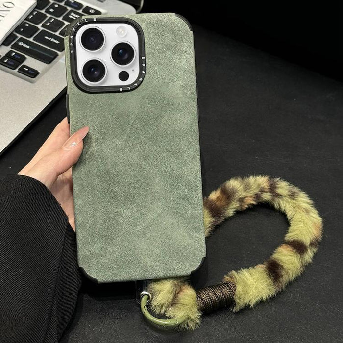Funda para teléfono de TPU de tela de gamuza sintética con cuerda de peluche de conejo serigrafiada, For iPhone 17 Pro Max, For iPhone 17 Pro, For iPhone 17, For iPhone 16 Pro Max, For iPhone 16 Pro, For iPhone 16, For iPhone 15 Pro Max, For iPhone 15 ...