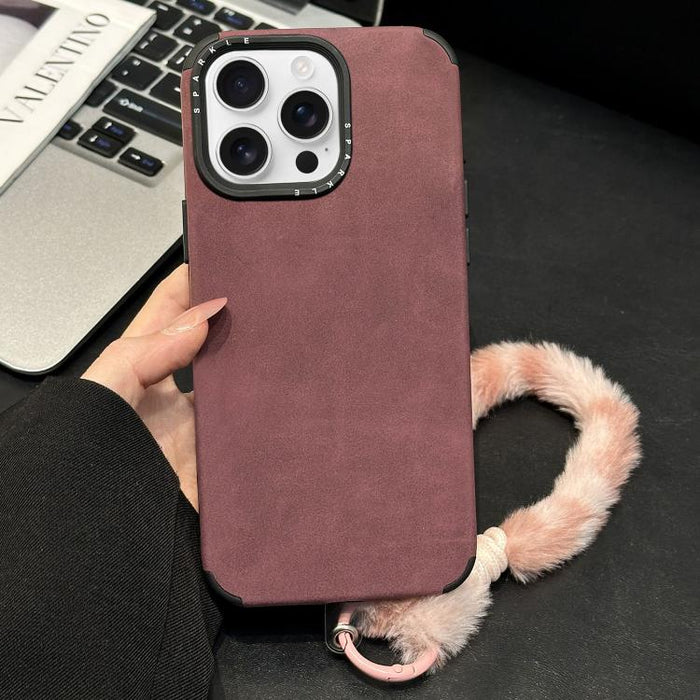 Funda para teléfono de TPU de tela de gamuza sintética con cuerda de peluche de conejo serigrafiada, For iPhone 17 Pro Max, For iPhone 17 Pro, For iPhone 17, For iPhone 16 Pro Max, For iPhone 16 Pro, For iPhone 16, For iPhone 15 Pro Max, For iPhone 15 ...