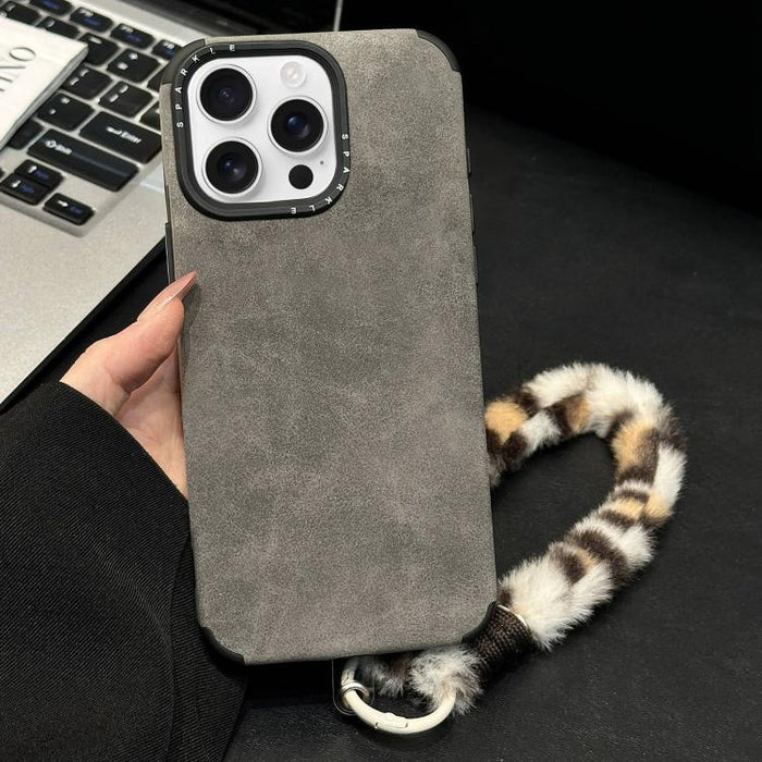 Funda para teléfono de TPU de tela de gamuza sintética con cuerda de peluche de conejo serigrafiada, For iPhone 17 Pro Max, For iPhone 17 Pro, For iPhone 17, For iPhone 16 Pro Max, For iPhone 16 Pro, For iPhone 16, For iPhone 15 Pro Max, For iPhone 15 ...