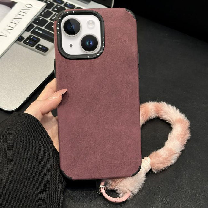 Funda para teléfono de TPU de tela de gamuza sintética con cuerda de peluche de conejo serigrafiada, For iPhone 17 Pro Max, For iPhone 17 Pro, For iPhone 17, For iPhone 16 Pro Max, For iPhone 16 Pro, For iPhone 16, For iPhone 15 Pro Max, For iPhone 15 ...