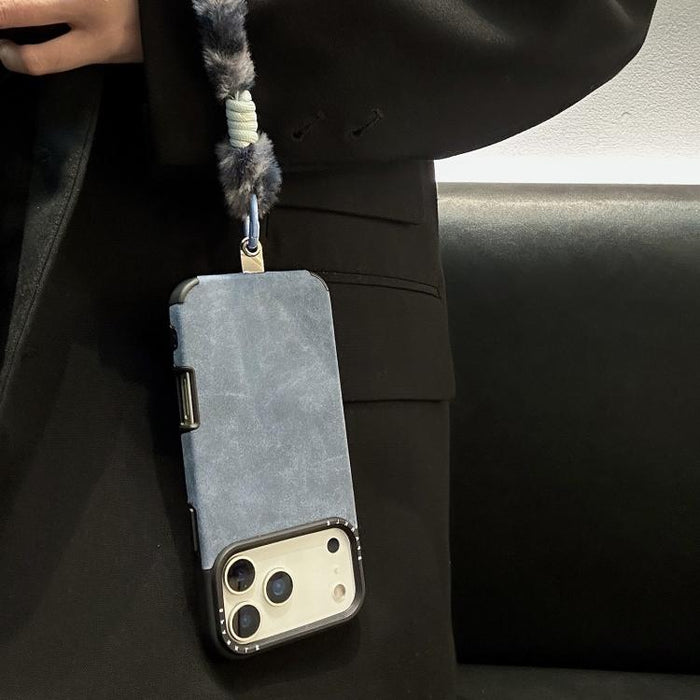 Funda para teléfono de TPU de tela de gamuza sintética con cuerda de peluche de conejo serigrafiada, For iPhone 17 Pro Max, For iPhone 17 Pro, For iPhone 17, For iPhone 16 Pro Max, For iPhone 16 Pro, For iPhone 16, For iPhone 15 Pro Max, For iPhone 15 ...