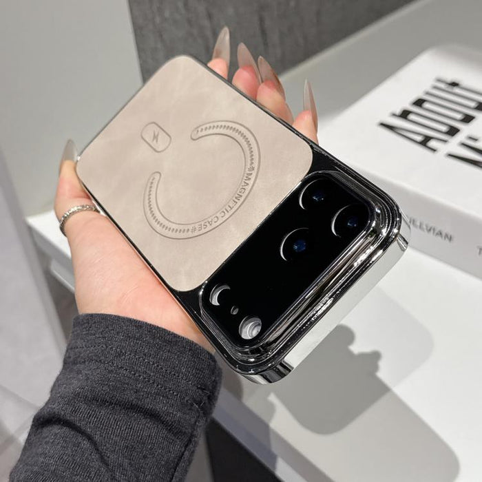 Funda magnética para teléfono de piel de cordero con agujeros finos, For iPhone 17 Pro Max, For iPhone 17 Pro