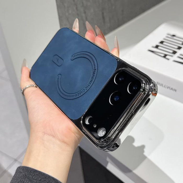 Funda magnética para teléfono de piel de cordero con agujeros finos, For iPhone 17 Pro Max, For iPhone 17 Pro