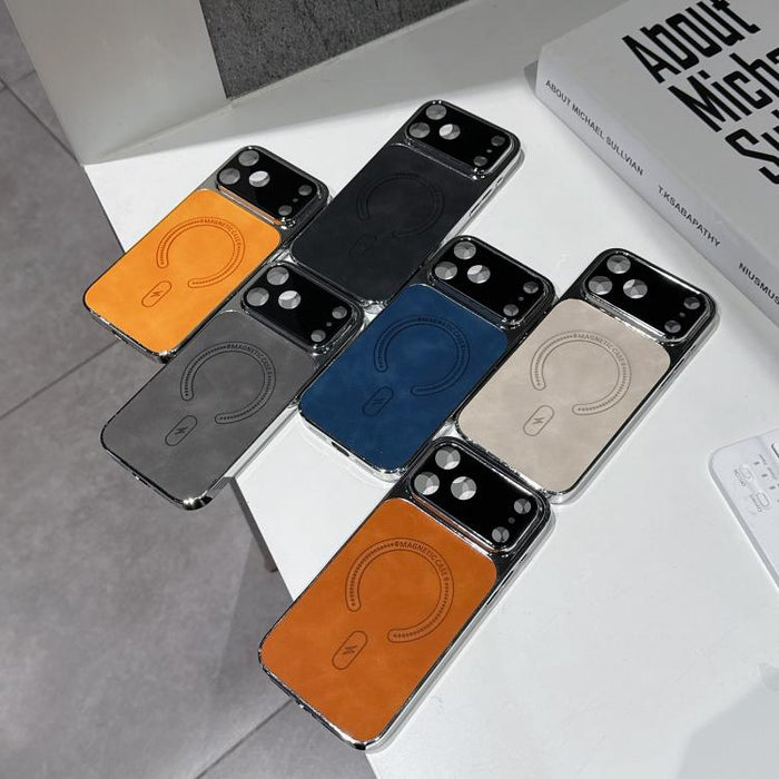Funda magnética para teléfono de piel de cordero con agujeros finos, For iPhone 17 Pro Max, For iPhone 17 Pro