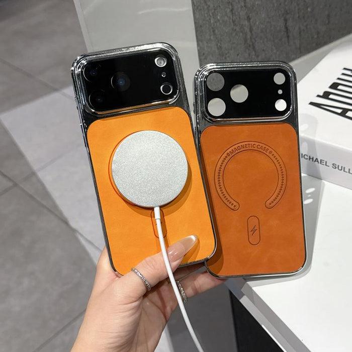 Funda magnética para teléfono de piel de cordero con agujeros finos, For iPhone 17 Pro Max, For iPhone 17 Pro
