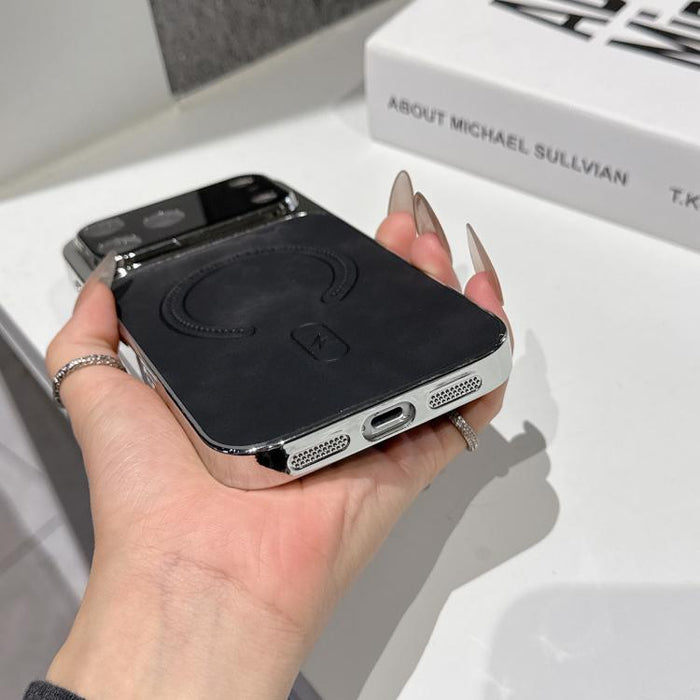 Funda magnética para teléfono de piel de cordero con agujeros finos, For iPhone 17 Pro Max, For iPhone 17 Pro