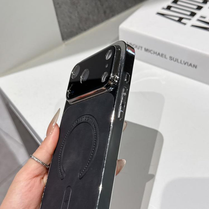 Funda magnética para teléfono de piel de cordero con agujeros finos, For iPhone 17 Pro Max, For iPhone 17 Pro