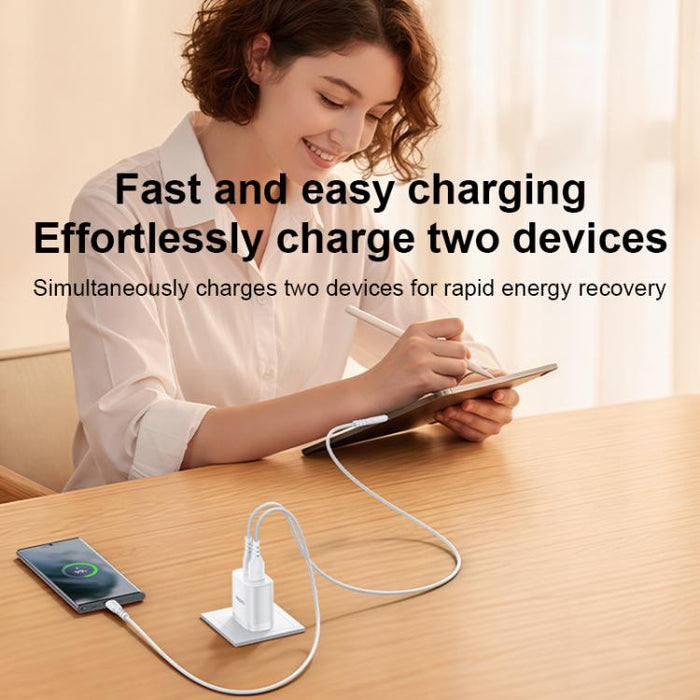 Conjunto de cargador Yesido YC19U PD20W USB-C/Tipo-C y QC18W USB-A con doble puerto y cable Tipo-C a Tipo-C., YC19U