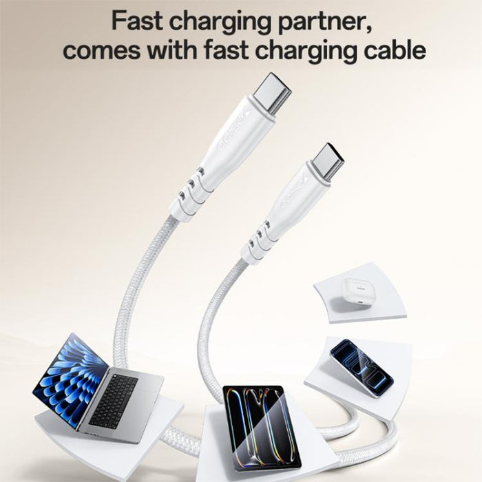Yesido PD35W, kit de cargador rápido USB tipo C con cable tipo C a tipo C., US Plug, EU Plug, UK Plug