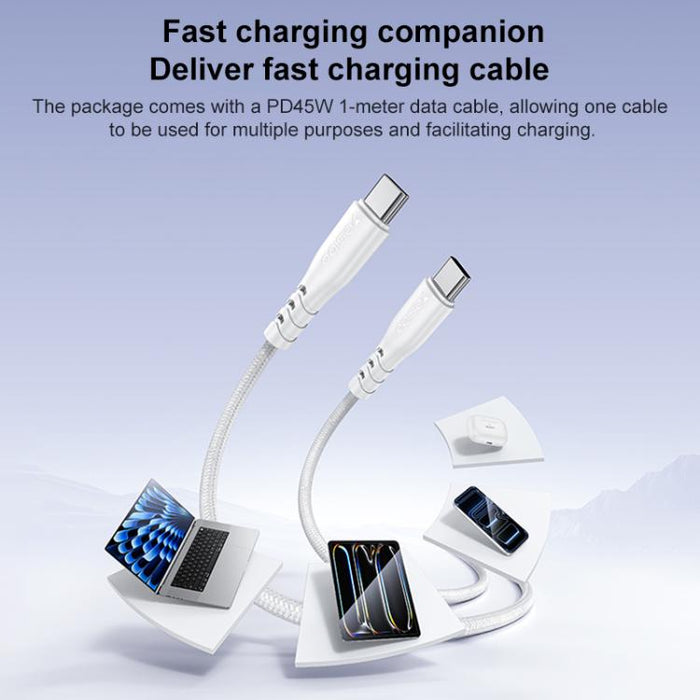 Kit de cargador rápido doble USB-C Yesido PD45W con cable USB-C a USB-C., US Plug, EU Plug, UK Plug