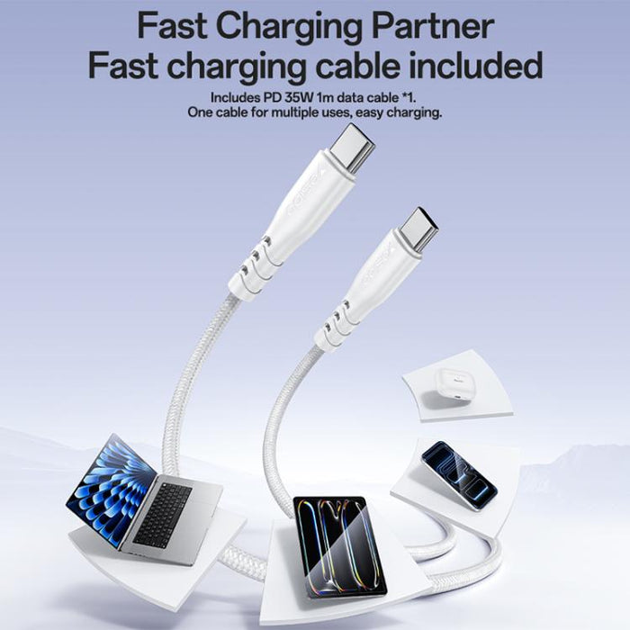 Cargador rápido Yesido YC107 PD35W USB-C / Tipo-C de un solo puerto con cable Tipo-C a Tipo-C., YC107