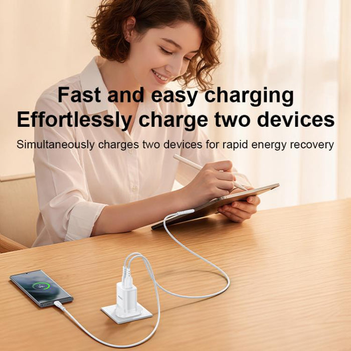 Conjunto de cargador Yesido YC152 PD20W USB-C/Tipo-C y QC18W USB-A con doble puerto y cable Tipo-C a Tipo-C., YC152