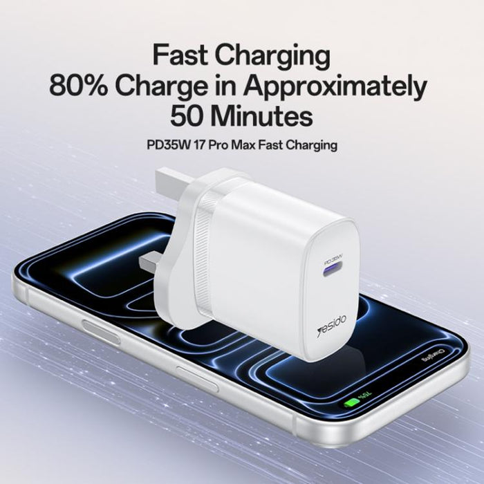 Yesido YC153 PD35W Cargador rápido de un solo puerto USB-C/Tipo-C con cable Tipo-C a Tipo-C, YC153