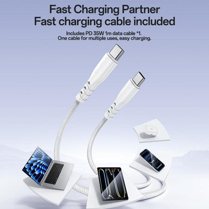 Yesido YC153 PD35W Cargador rápido de un solo puerto USB-C/Tipo-C con cable Tipo-C a Tipo-C, YC153