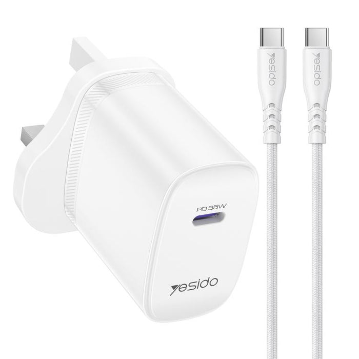 Yesido YC153 PD35W Cargador rápido de un solo puerto USB-C/Tipo-C con cable Tipo-C a Tipo-C, YC153