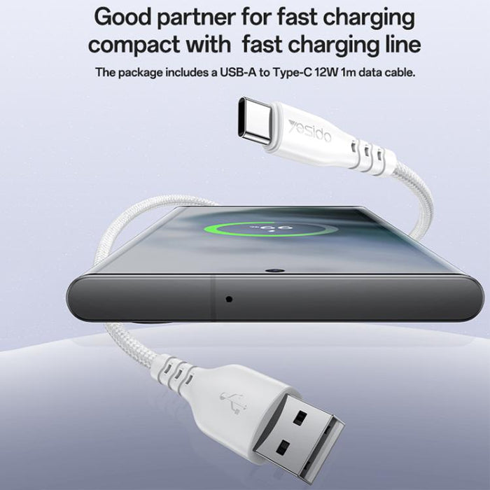 Cargador Yesido YC104 de 12 W y 2,4 A con dos puertos USB y cable de datos USB a tipo C de 1 m., YC104