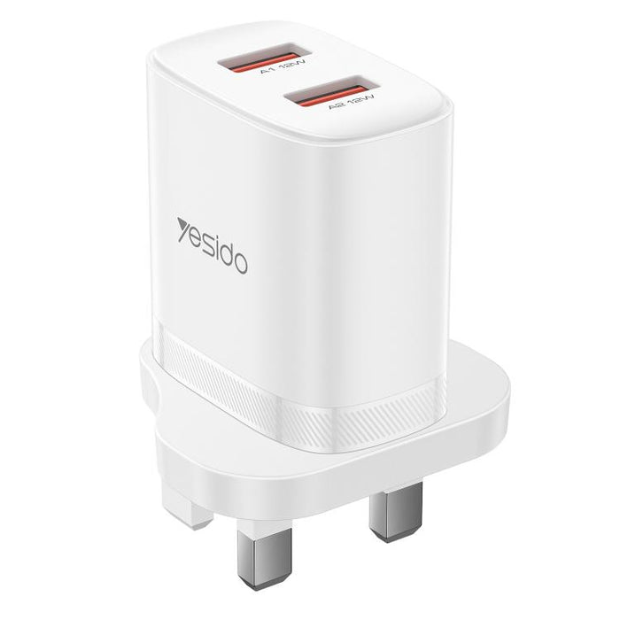 Cargador Yesido YC150 de 12 W y 2,4 A con dos puertos USB y cable de datos USB a tipo C de 1 m., YC150