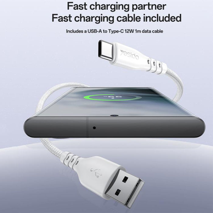 Cargador Yesido YC150 de 12 W y 2,4 A con dos puertos USB y cable de datos USB a tipo C de 1 m., YC150