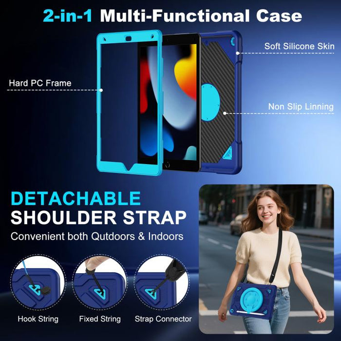 Funda de silicona para tablet PC con soporte para anillo de planeta espacial y correa para el hombro., For iPad 10.2 2021 / 2020 / 2019