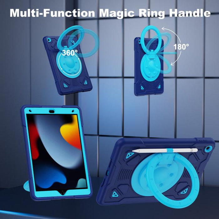 Funda de silicona para tablet PC con soporte para anillo de planeta espacial y correa para el hombro., For iPad 10.2 2021 / 2020 / 2019