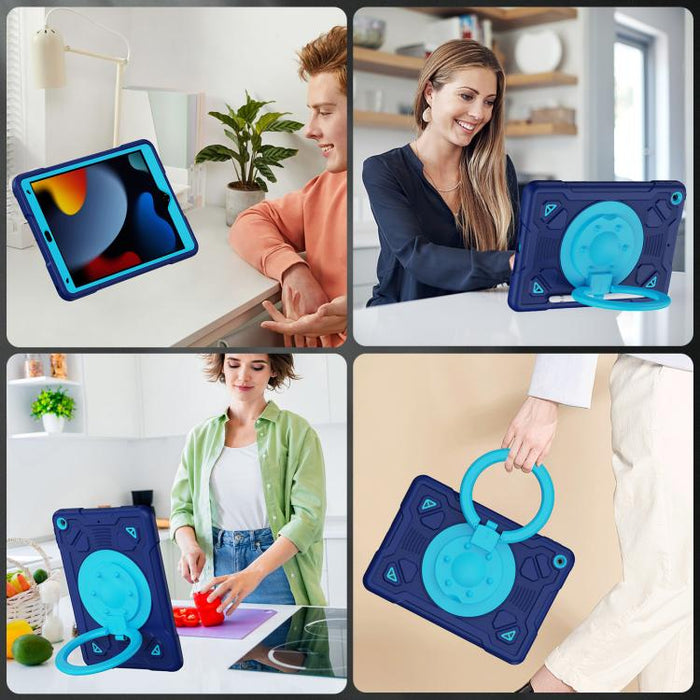 Funda de silicona para tablet PC con soporte para anillo de planeta espacial y correa para el hombro., For iPad 10.2 2021 / 2020 / 2019