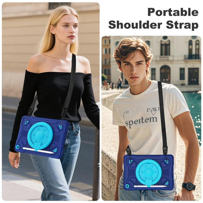 Funda de silicona para tablet PC con soporte para anillo de planeta espacial y correa para el hombro., For iPad 10.2 2021 / 2020 / 2019