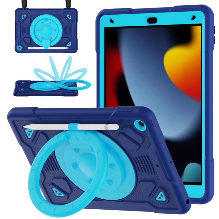 Funda de silicona para tablet PC con soporte para anillo de planeta espacial y correa para el hombro., For iPad 10.2 2021 / 2020 / 2019