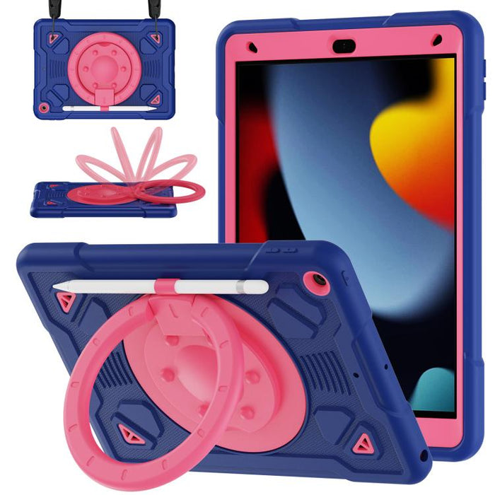 Funda de silicona para tablet PC con soporte para anillo de planeta espacial y correa para el hombro., For iPad 10.2 2021 / 2020 / 2019