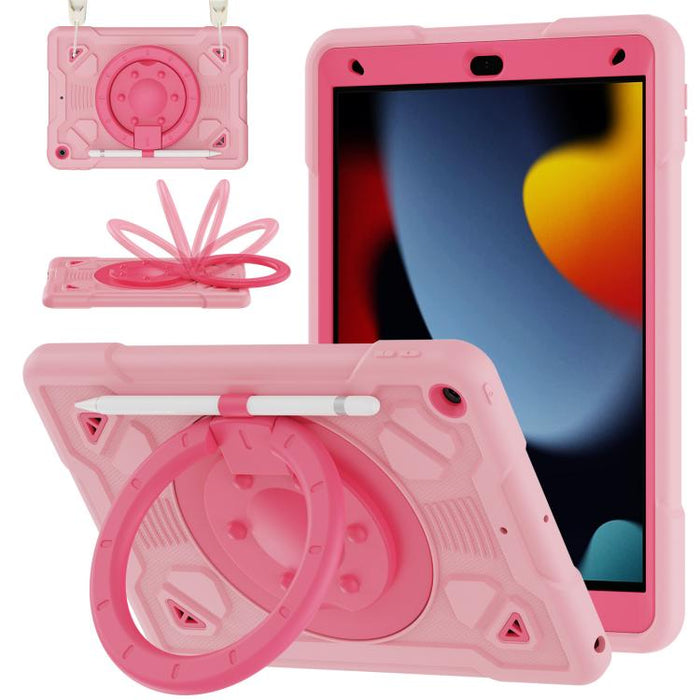 Funda de silicona para tablet PC con soporte para anillo de planeta espacial y correa para el hombro., For iPad 10.2 2021 / 2020 / 2019
