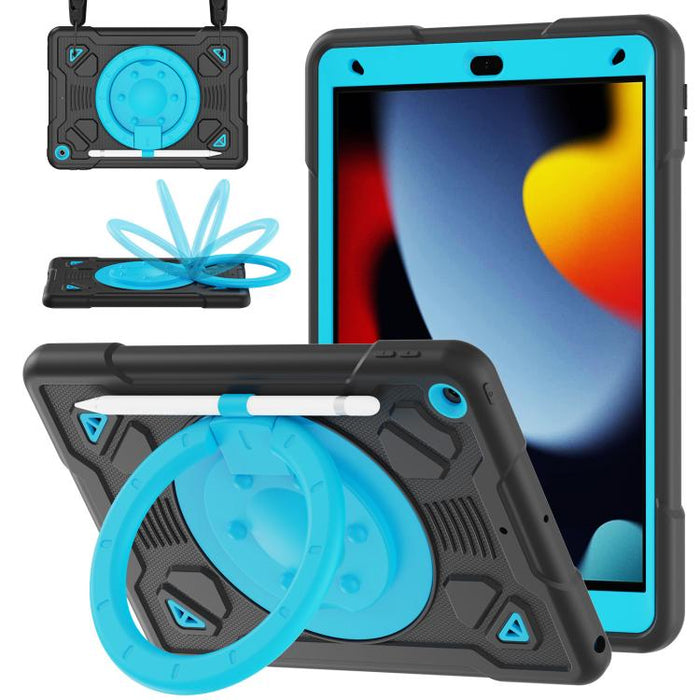 Funda de silicona para tablet PC con soporte para anillo de planeta espacial y correa para el hombro., For iPad 10.2 2021 / 2020 / 2019